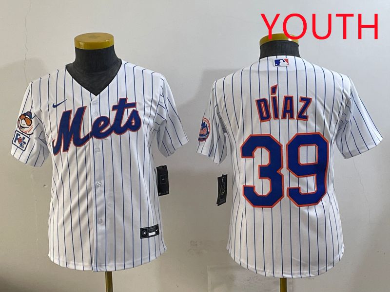 Youth 2025 New York Mets #39 Diaz White Stripe Game Nike MLB Jersey style 5->youth mlb jersey->Youth Jersey